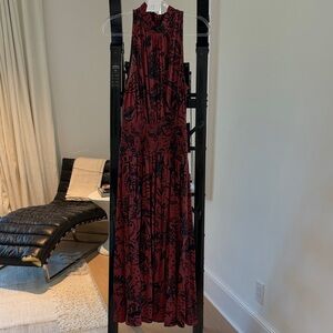 ME+EM Burgundy Maxi Dress with Black Floral Print